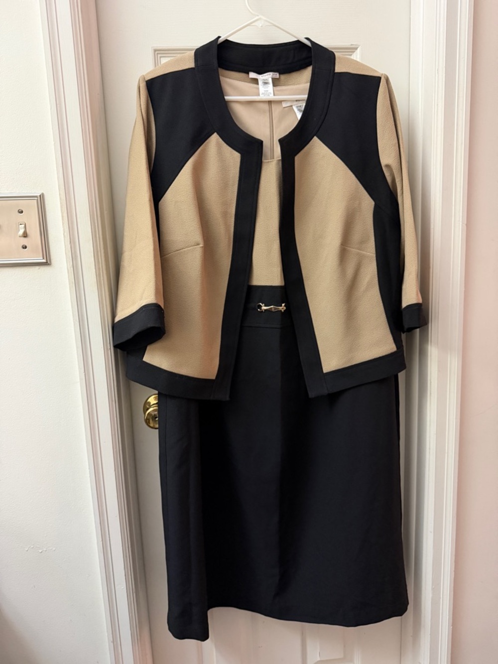 Studio One Black and Tan Two-Piece Skirt Set with Jacket